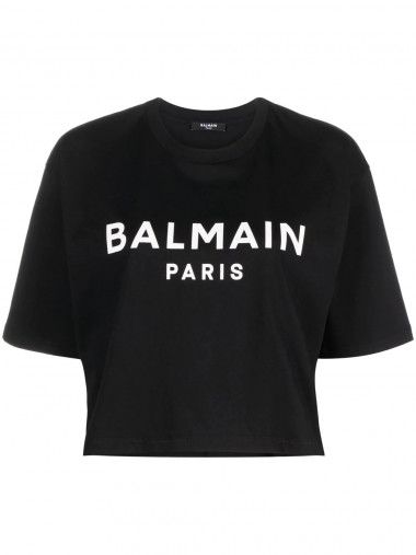Balmain print crop t-shirt