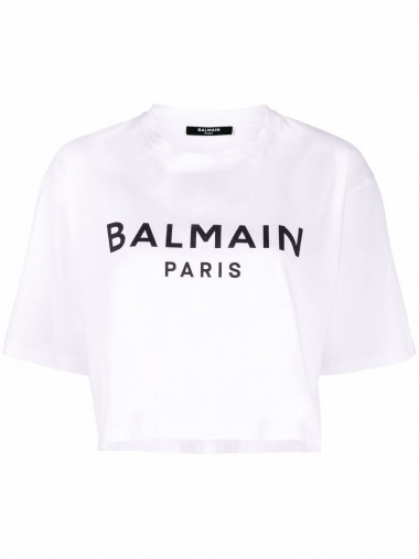 Balmain print crop t-shirt
