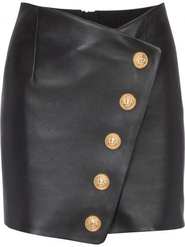 5 button leather wrapped skirt