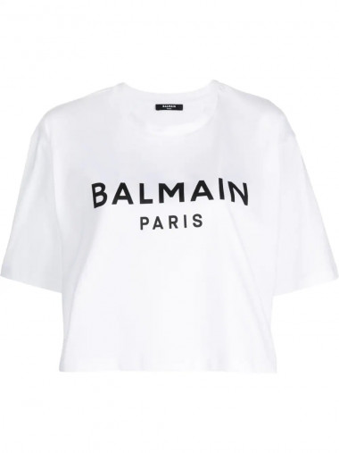 Balmain print cropped t-shirt