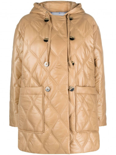 Shiny quilt hooded jacket